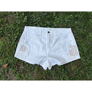 Cleo + Wolf White High Rise Denim Shorts Patchwork Womens 31 Festival